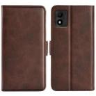 For TCL 303 Dual-side Magnetic Buckle Horizontal Flip Leather Phone Case(Brown) - 1