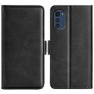 For Motorola Moto E32 4G Dual-side Magnetic Buckle Horizontal Flip Leather Phone Case(Black) - 1