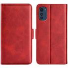 For Motorola Moto E32 4G Dual-side Magnetic Buckle Horizontal Flip Leather Phone Case(Red) - 1