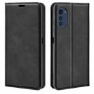 For Motorola Moto E32 4G Retro-skin  Magnetic Suction Leather Phone Case(Black) - 1