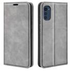 For Motorola Moto E32 4G Retro-skin  Magnetic Suction Leather Phone Case(Grey) - 1