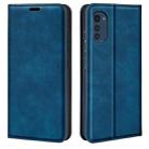 For Motorola Moto E32 4G Retro-skin  Magnetic Suction Leather Phone Case(Dark Blue) - 1