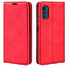 For Motorola Moto E32 4G Retro-skin  Magnetic Suction Leather Phone Case(Red) - 1