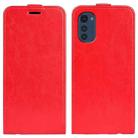 For Motorola Moto E32 4G R64 Texture Single Vertical Flip Leather Phone Case(Red) - 1