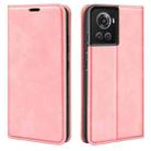 For OnePlus Ace / 10R Retro-skin Magnetic Suction Leather Phone Case(Pink) - 1