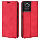 For OnePlus Ace / 10R Retro-skin Magnetic Suction Leather Phone Case(Red) - 1