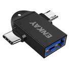 ENKAY ENK-AT112 2 in 1 Type-C + Micro USB to USB 3.0 Aluminium Alloy OTG Adapter(Black) - 1