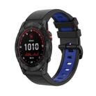 For Garmin Fenix 7X Solar 26mm Silicone Sports Two-Color Watch Band(Black+Blue) - 1