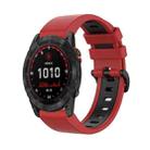 For Garmin Fenix 7X Solar 26mm Silicone Sports Two-Color Watch Band(Red+Black) - 1