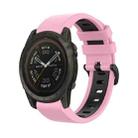 For Garmin Tactix 7 Pro 26mm Silicone Sports Two-Color Watch Band(Pink+Black) - 1