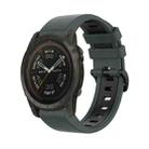 For Garmin Tactix 7 Pro 26mm Silicone Sports Two-Color Watch Band(Olive Green+Black) - 1