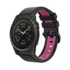 For Garmin Tactix 7 Pro 26mm Silicone Sports Two-Color Watch Band(Black+Pink) - 1