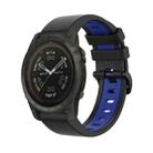 For Garmin Tactix 7 Pro 26mm Silicone Sports Two-Color Watch Band(Black+Blue) - 1