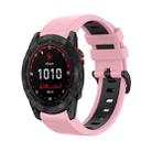 For Garmin Tactix 7 26mm Silicone Sports Two-Color Watch Band(Pink+Black) - 1