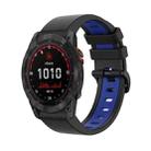 For Garmin Tactix 7 26mm Silicone Sports Two-Color Watch Band(Black+Blue) - 1