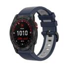 For Garmin Tactix 7 26mm Silicone Sports Two-Color Watch Band(Dark Blue+Grey) - 1