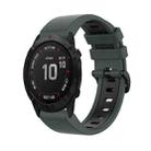 For Garmin Fenix 6X 26mm Silicone Sports Two-Color Watch Band(Olive Green+Black) - 1