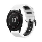 For Garmin Fenix 6X Pro 26mm Silicone Sports Two-Color Watch Band(White+Black) - 1
