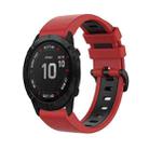 For Garmin Fenix 6X Pro 26mm Silicone Sports Two-Color Watch Band(Red+Black) - 1
