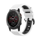 For Garmin Fenix 5X 26mm Silicone Sports Two-Color Watch Band(White+Black) - 1