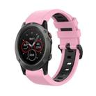For Garmin Fenix 5X 26mm Silicone Sports Two-Color Watch Band(Pink+Black) - 1