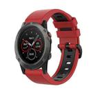 For Garmin Fenix 5X 26mm Silicone Sports Two-Color Watch Band(Red+Black) - 1