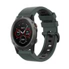 For Garmin Fenix 5X Plus 26mm Silicone Sports Two-Color Watch Band(Olive Green+Black) - 1