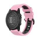 For Garmin Fenix 3 26mm Silicone Sports Two-Color Watch Band(Pink+Black) - 1