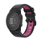 For Garmin Fenix 3 26mm Silicone Sports Two-Color Watch Band(Black+Pink) - 1