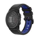 For Garmin Fenix 3 26mm Silicone Sports Two-Color Watch Band(Black+Blue) - 1