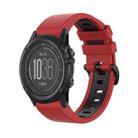 For Garmin Fenix 3 26mm Silicone Sports Two-Color Watch Band(Red+Black) - 1