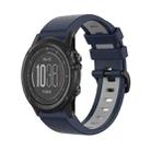For Garmin Fenix 3 26mm Silicone Sports Two-Color Watch Band(Dark Blue+Grey) - 1