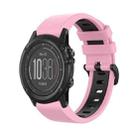 For Garmin Fenix 3 HR 26mm Silicone Sports Two-Color Watch Band(Pink+Black) - 1