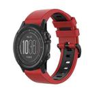 For Garmin Fenix 3 HR 26mm Silicone Sports Two-Color Watch Band(Red+Black) - 1