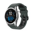 For Garmin Fenix 7 22mm Silicone Sports Two-Color Watch Band(Olive Green+Black) - 1
