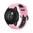 For Garmin Descent G1 22mm Silicone Sports Two-Color Watch Band(Pink+Black) - 1