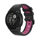 For Garmin Descent G1 22mm Silicone Sports Two-Color Watch Band(Black+Pink) - 1