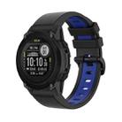 For Garmin Descent G1 22mm Silicone Sports Two-Color Watch Band(Black+Blue) - 1