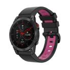 For Garmin EPIX Gen2 22mm Silicone Sports Two-Color Watch Band(Black+Pink) - 1