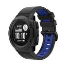 For Garmin Instinct 2 22mm Silicone Sports Two-Color Watch Band(Black+Blue) - 1