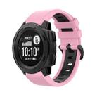 For Garmin Instinct 22mm Silicone Sports Two-Color Watch Band(Pink+Black) - 1
