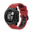 For Garmin Instinct 22mm Silicone Sports Two-Color Watch Band(Red+Black) - 1