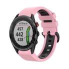 For Garmin Approach S62 22mm Silicone Sports Two-Color Watch Band(Pink+Black) - 1