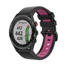 For Garmin Approach S62 22mm Silicone Sports Two-Color Watch Band(Black+Pink) - 1