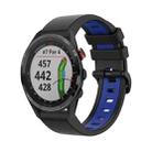 For Garmin Approach S62 22mm Silicone Sports Two-Color Watch Band(Black+Blue) - 1