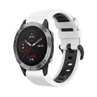 For Garmin Fenix 6 22mm Silicone Sports Two-Color Watch Band(White+Black) - 1