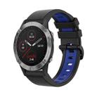 For Garmin Fenix 6 22mm Silicone Sports Two-Color Watch Band(Black+Blue) - 1