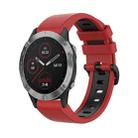 For Garmin Fenix 6 22mm Silicone Sports Two-Color Watch Band(Red+Black) - 1