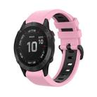 For Garmin Fenix 6 Pro 22mm Silicone Sports Two-Color Watch Band(Pink+Black) - 1