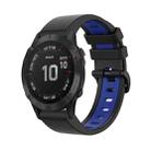 For Garmin Fenix 6 Pro 22mm Silicone Sports Two-Color Watch Band(Black+Blue) - 1